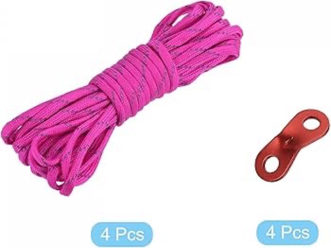 テントロープ 長さ6m 反射型ガイラインコード4個 アルミアジャスター4個