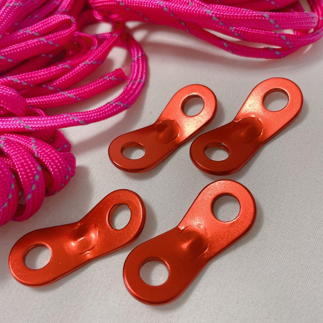 テントロープ 長さ6m 反射型ガイラインコード4個 アルミアジャスター4個