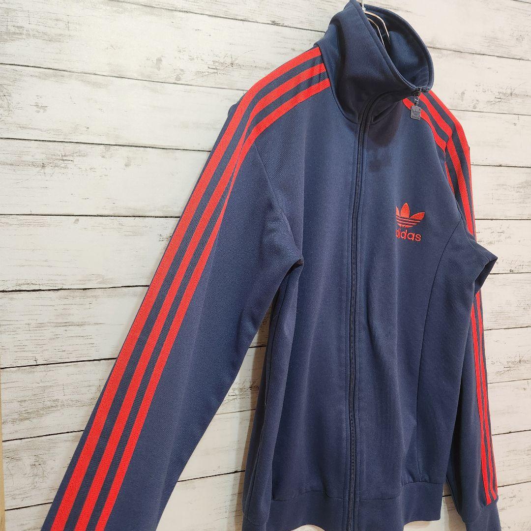 adidas アディダス L トラックジャケット 紺赤 スリーライン ジャージ