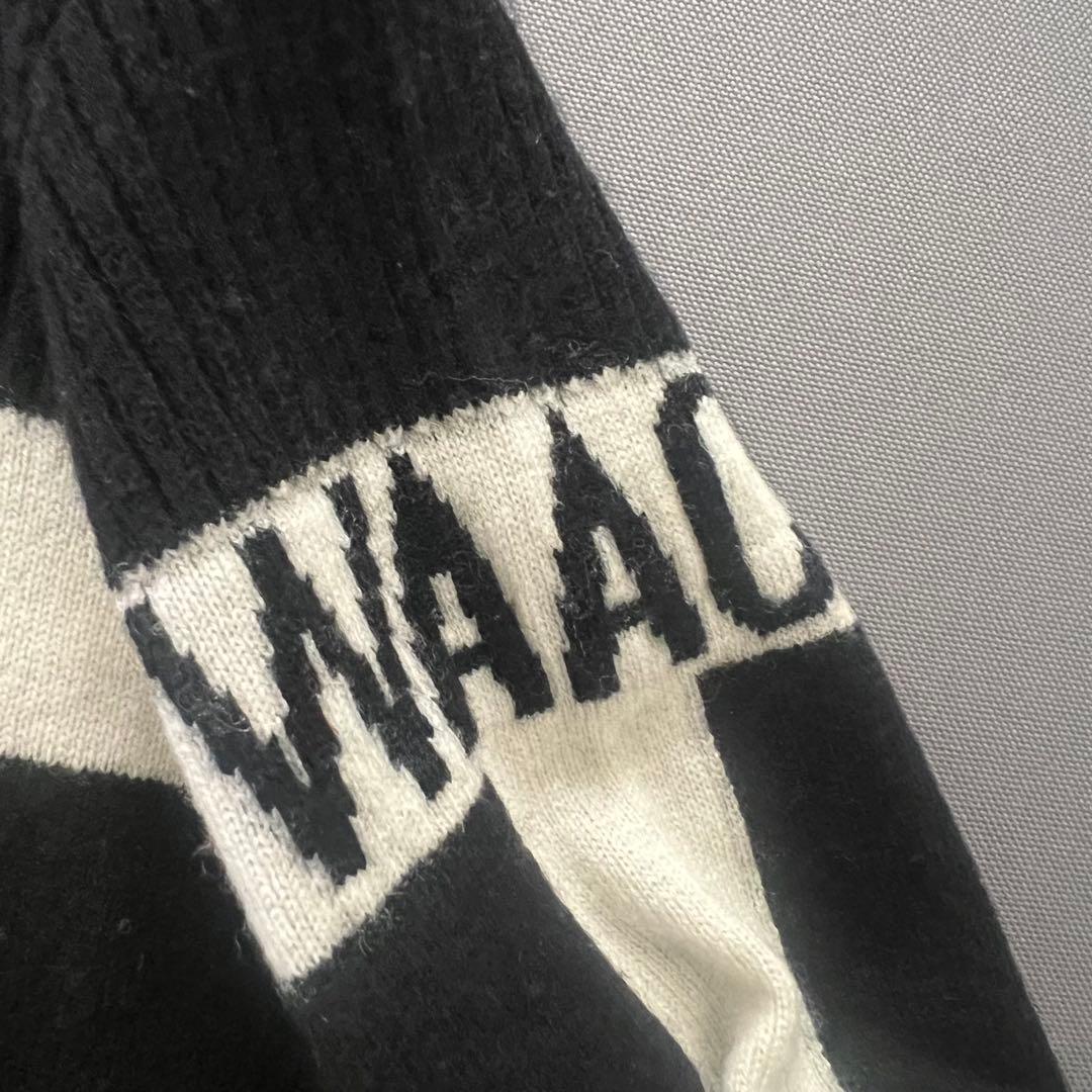 WAAC ワック　タートルネック　セーター　カシミア ゴルフ　カシミヤ　ロゴ　黒
