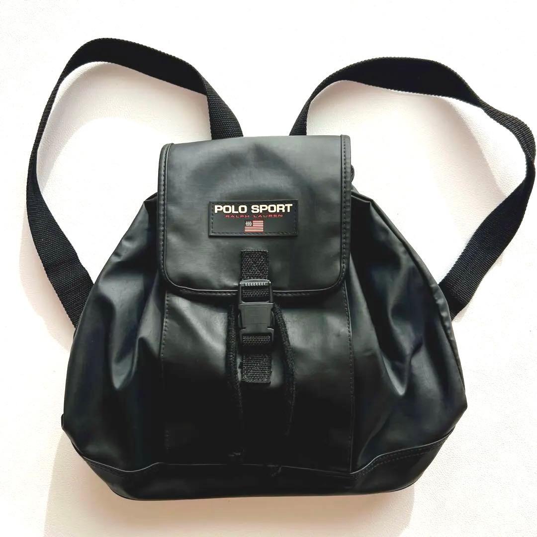 【希少】POLO SPORT 90s ブラック リュック 巾着 ヴィンテージ