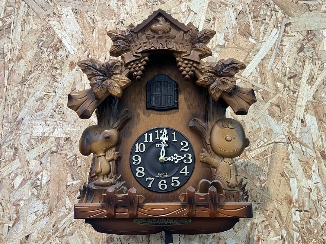 スヌーピー 鳩時計 CITIZEN レトロ 木製 ハト時計　SNOOPY 訳あり