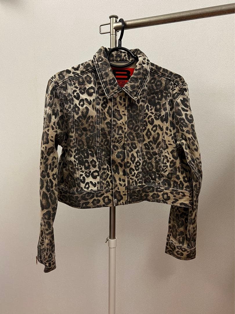 BEEDEN ヒョウ柄 クロップドデニムジャケット