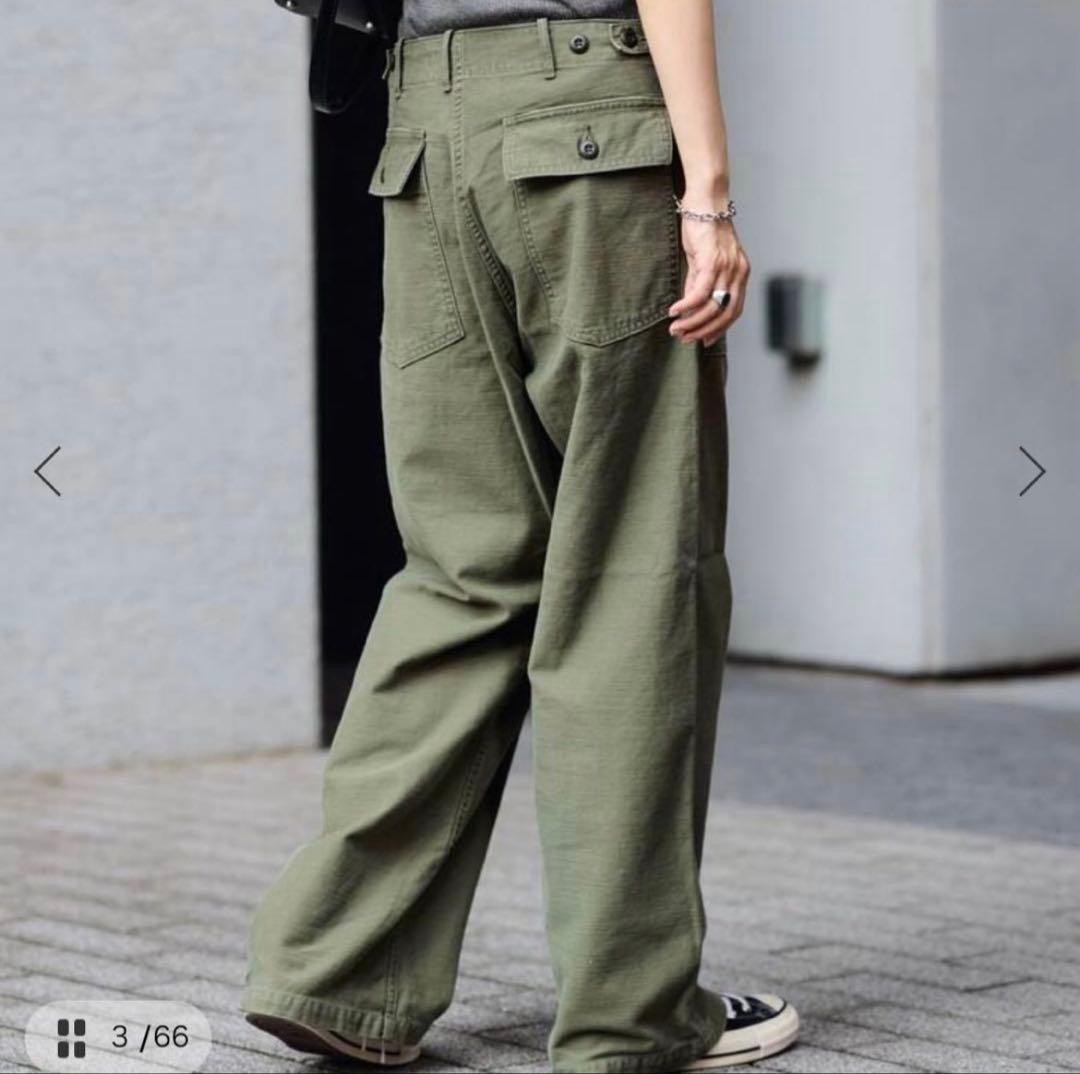 FRAMeWORK ミリタリースラブバックサテンベイカーパンツL