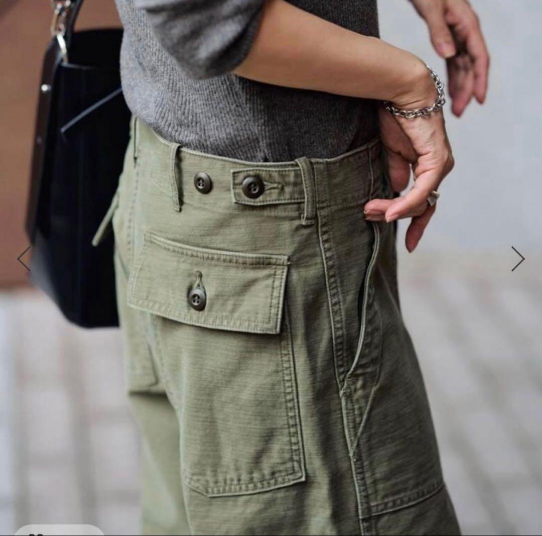 FRAMeWORK ミリタリースラブバックサテンベイカーパンツL