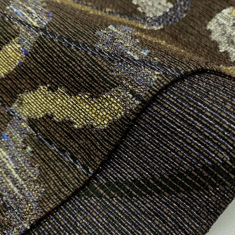 601my66◇岩井友見 日本舞踊家 岩井流宗元 両面 金銀箔糸 袋帯◇美品