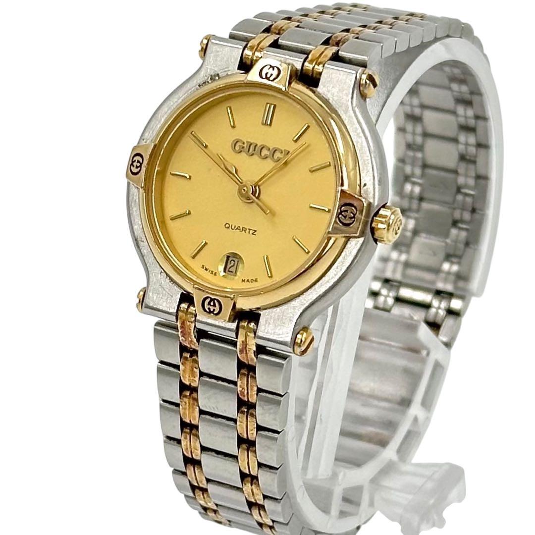 新品電池交換済 GUCCI 腕時計　レディース　9000L デイト　ゴールド