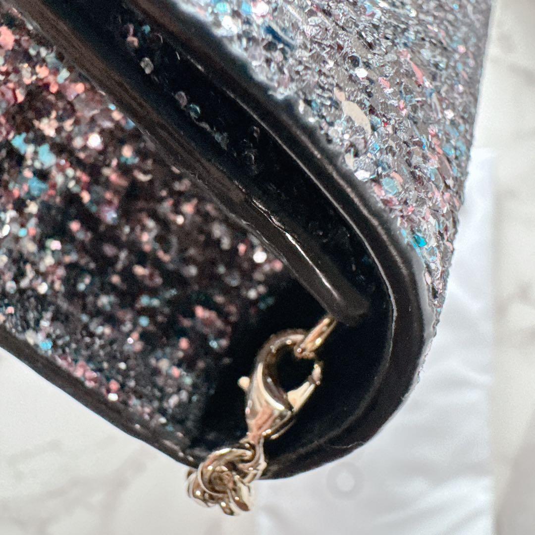 ジミーチュウ Jimmy Choo LILIA グリッターチェーンクラッチバッグ