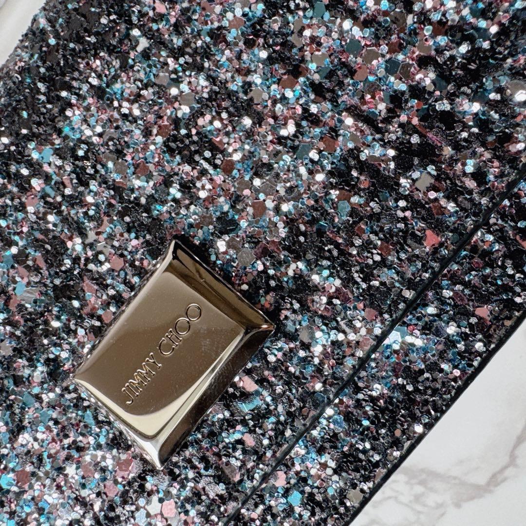 ジミーチュウ Jimmy Choo LILIA グリッターチェーンクラッチバッグ