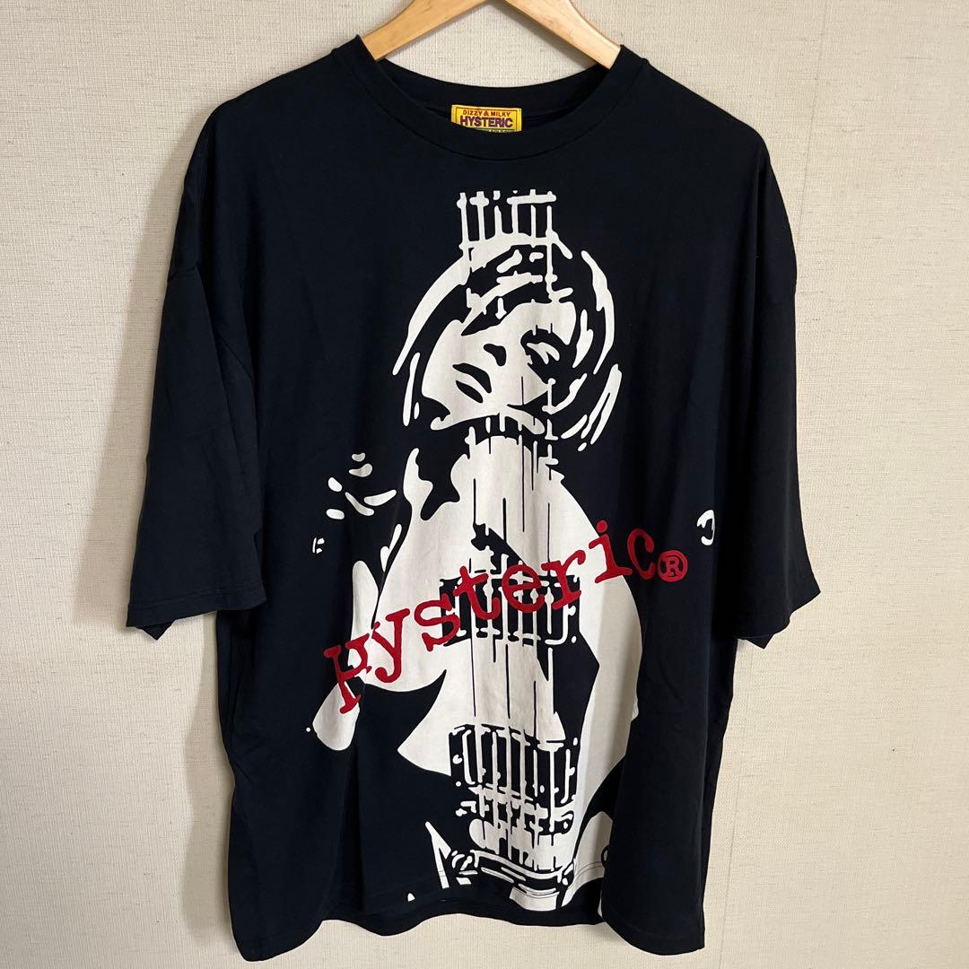 ヒステリックグラマー ギターガールプリント ワンピース BLACK