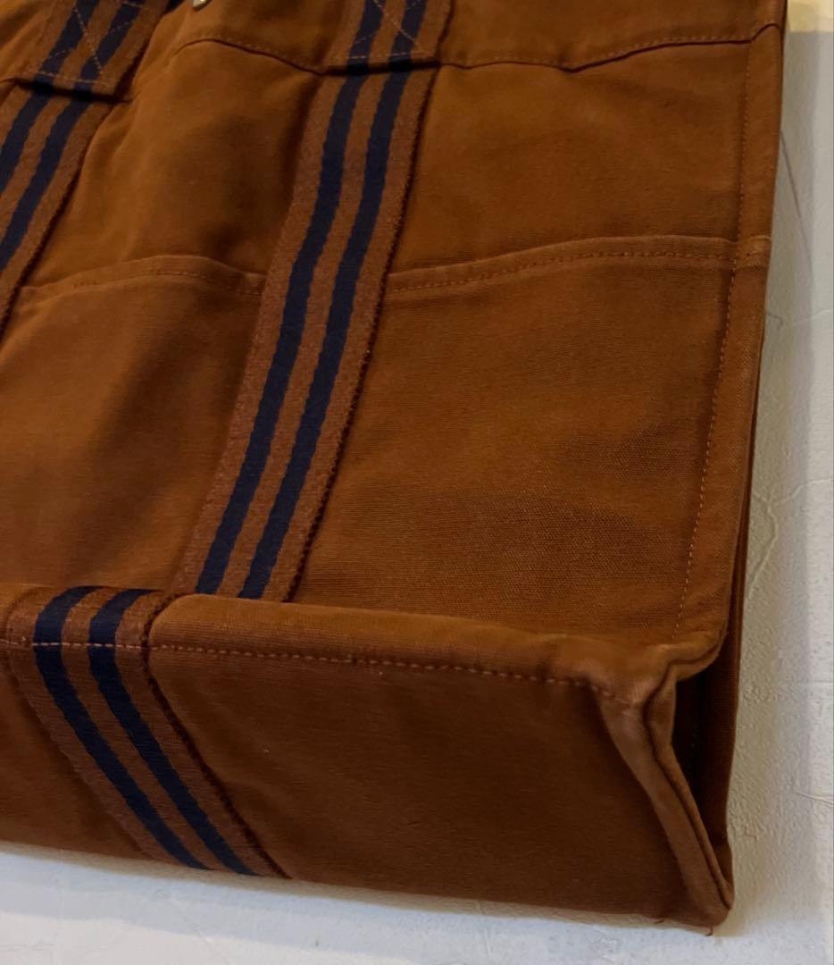 【美品】HERMES エルメス フールトゥMM トートバッグ 茶×ネイビーA4◎