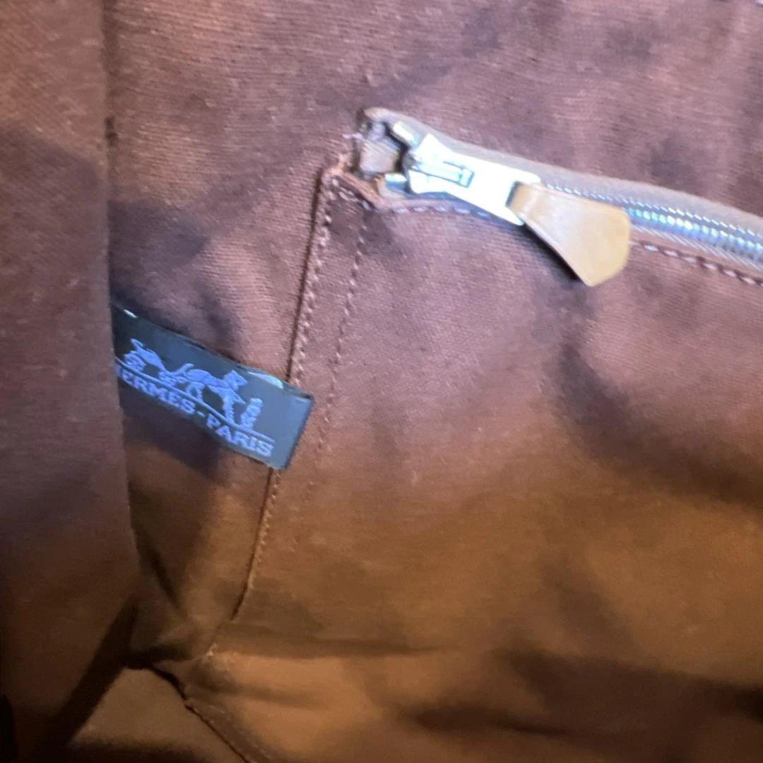 【美品】HERMES エルメス フールトゥMM トートバッグ 茶×ネイビーA4◎