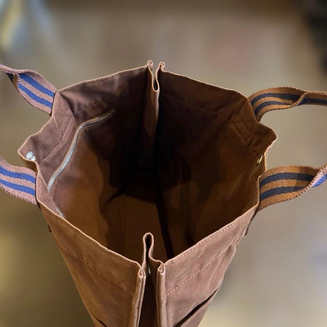 【美品】HERMES エルメス フールトゥMM トートバッグ 茶×ネイビーA4◎