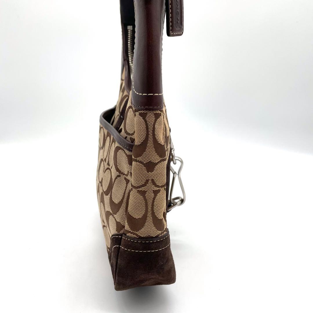 【極美品】コーチ　ワンショルダーバッグ　ジャッキー　ヘリテージ　シグネチャー　茶