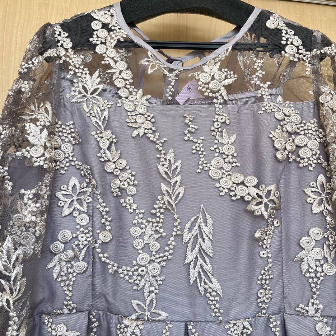 【美品】niana刺繍シアーレースドレス／オケージョンドレス（M）
