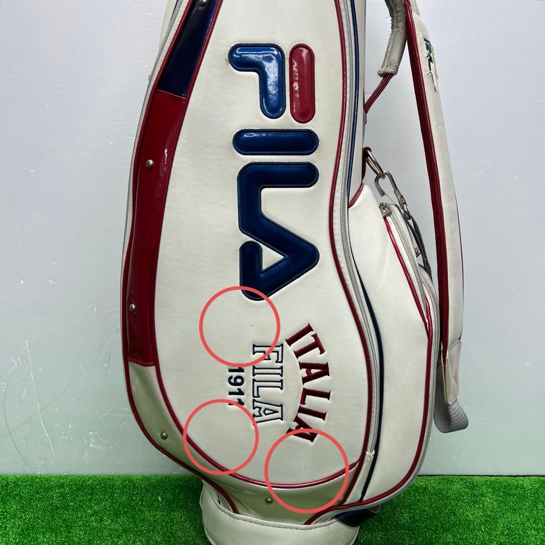 フィラ　FILA キャディバッグ　7インチ　ゴルフ　中古品　ホワイト　レッド