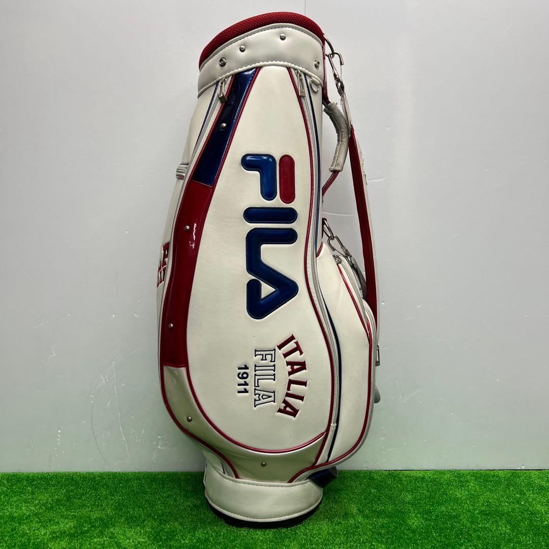 フィラ　FILA キャディバッグ　7インチ　ゴルフ　中古品　ホワイト　レッド