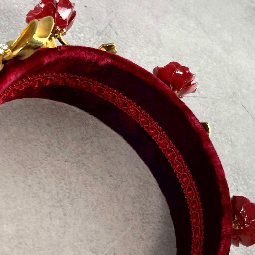 希少★ドルチェ＆ガッバーナ ベロア カチューシャ バラ ビジュー レディース 箱