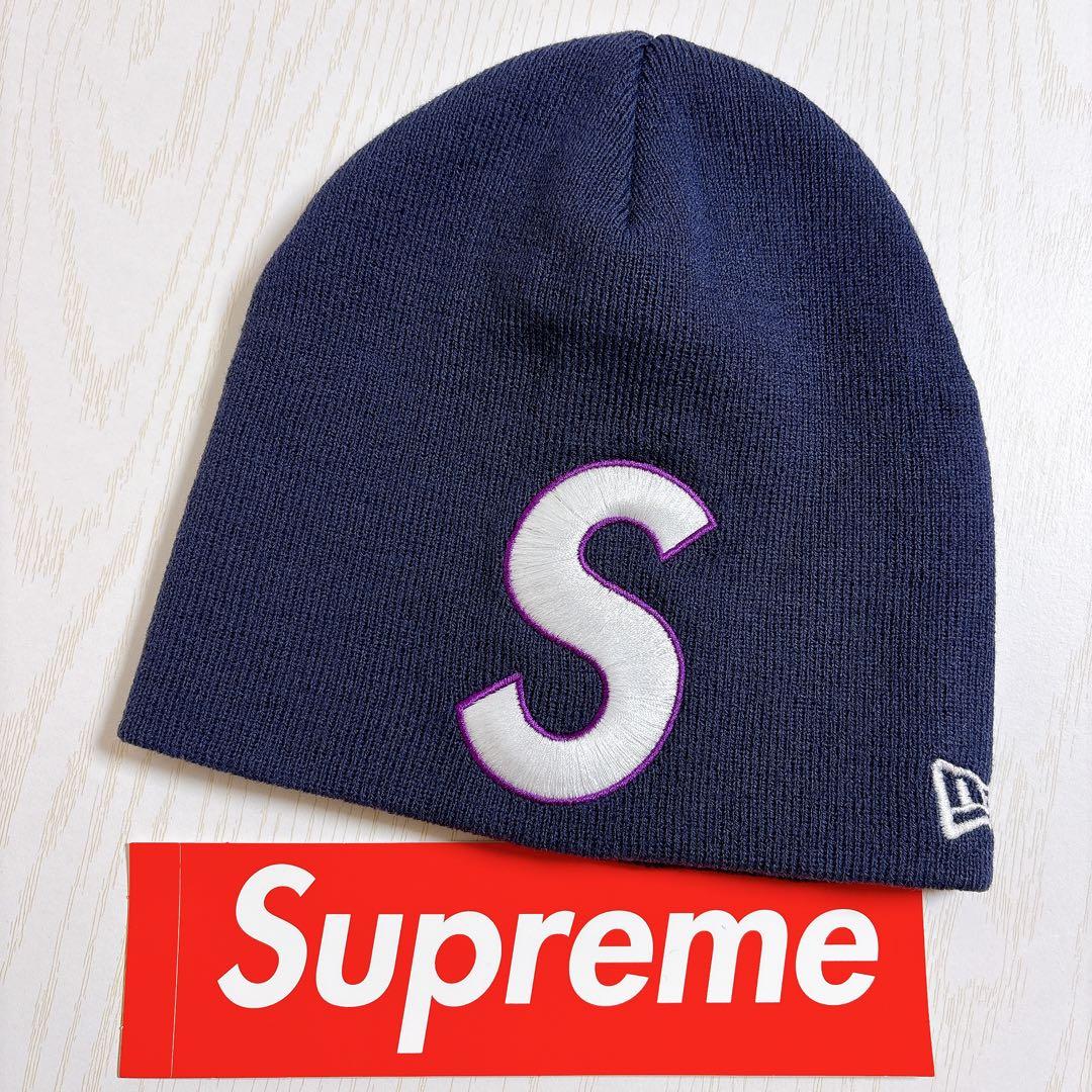 Supreme NEW ERA ニット帽　ビーニー　Sロゴ ネイビー　紺
