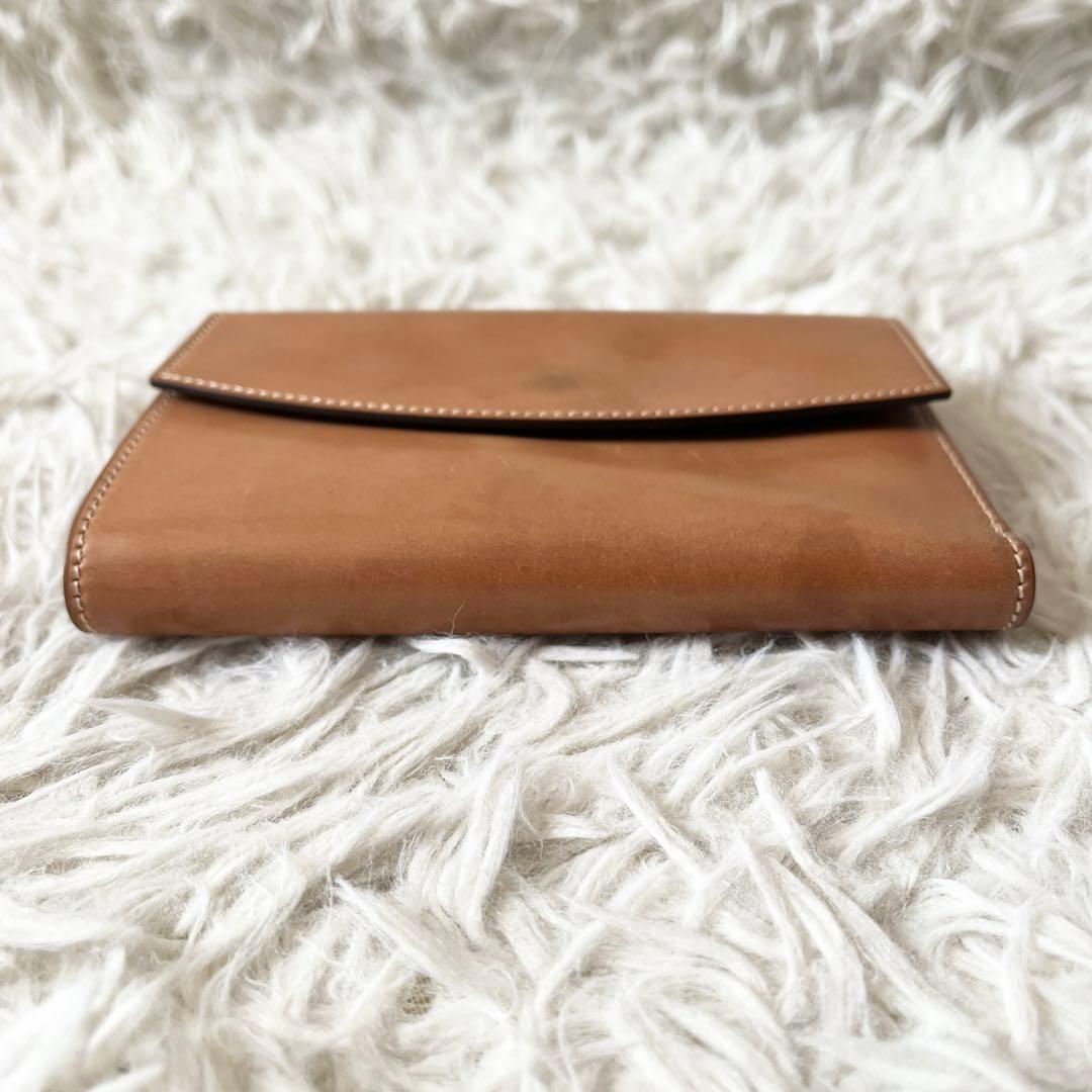 美品✨KTルイストン　三つ折り財布　シェルコードバン　シャンパン　馬革　キャメル