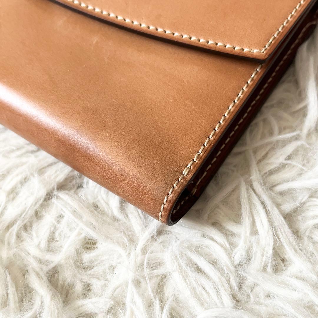 美品✨KTルイストン　三つ折り財布　シェルコードバン　シャンパン　馬革　キャメル