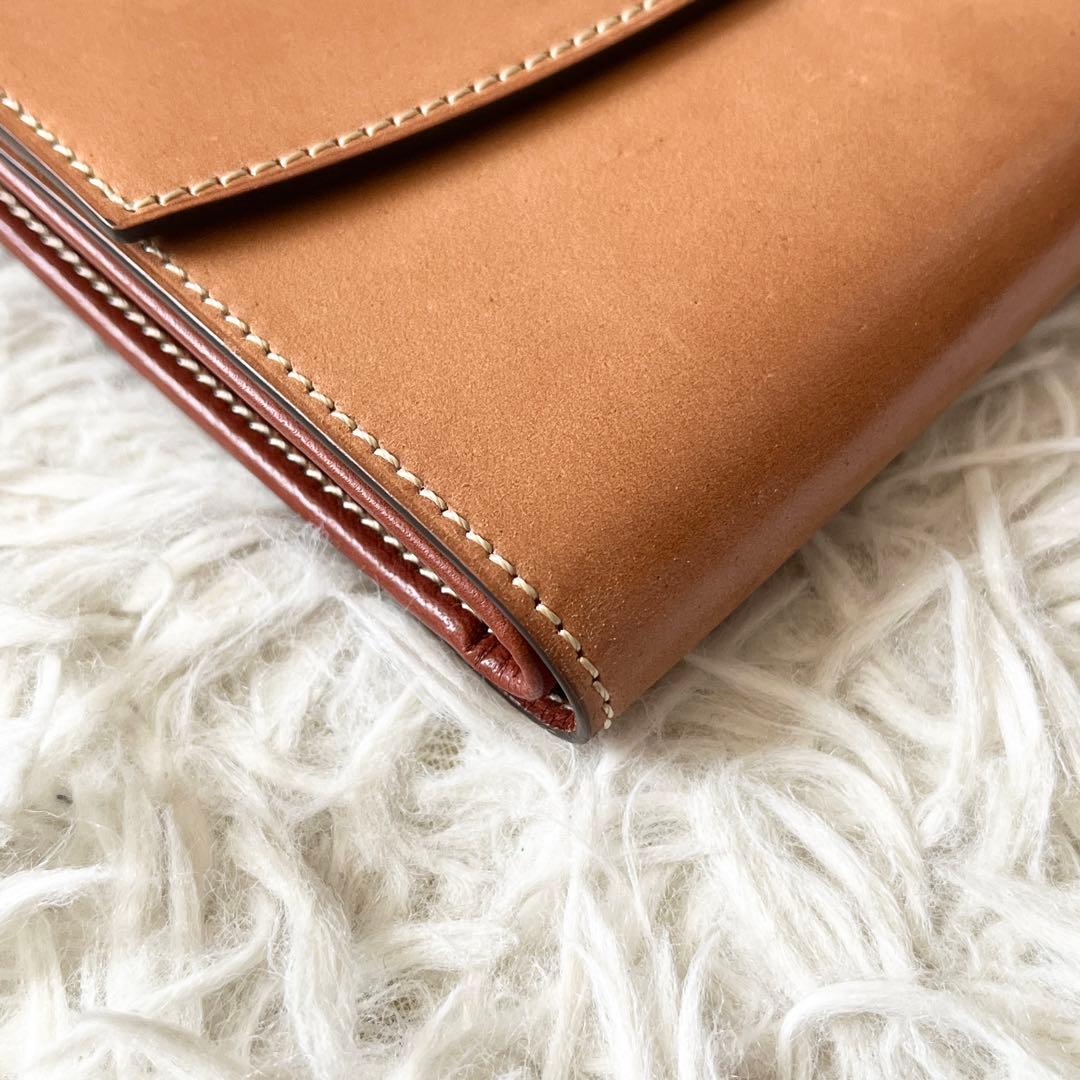 美品✨KTルイストン　三つ折り財布　シェルコードバン　シャンパン　馬革　キャメル