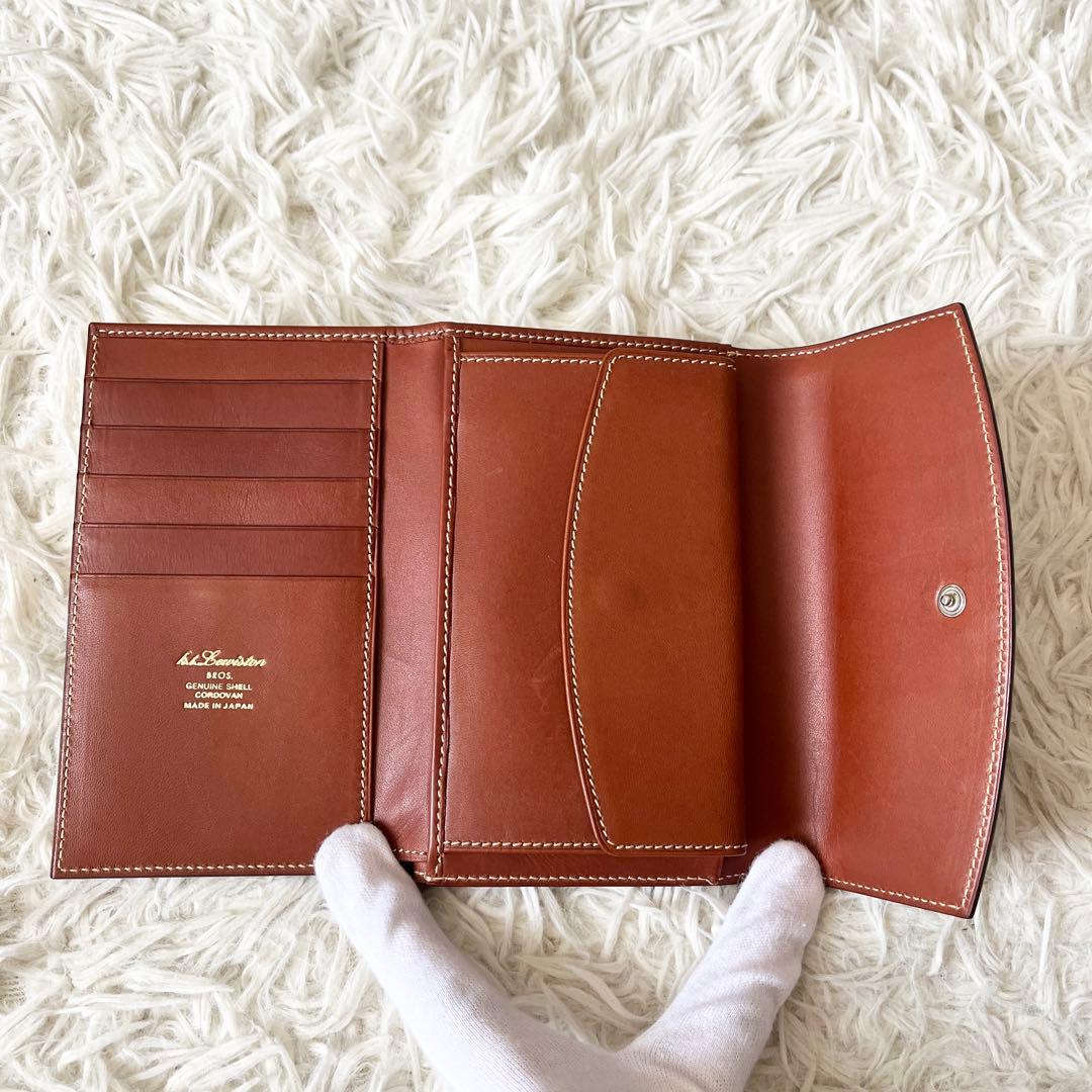 美品✨KTルイストン　三つ折り財布　シェルコードバン　シャンパン　馬革　キャメル