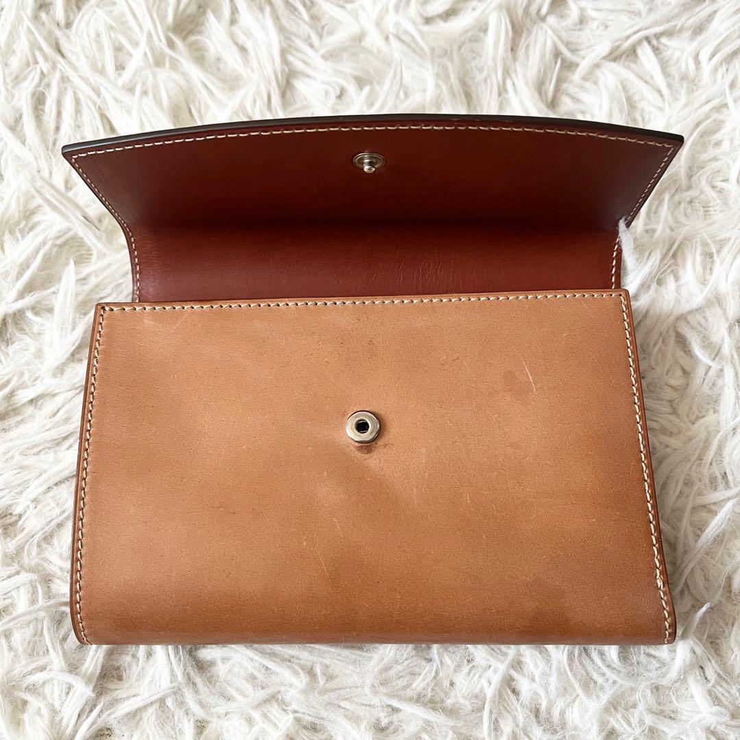 美品✨KTルイストン　三つ折り財布　シェルコードバン　シャンパン　馬革　キャメル