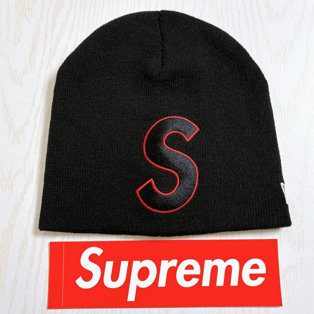 専用　Supreme NEW ERA ニット帽　ビーニー　Sロゴ ブラック　黒