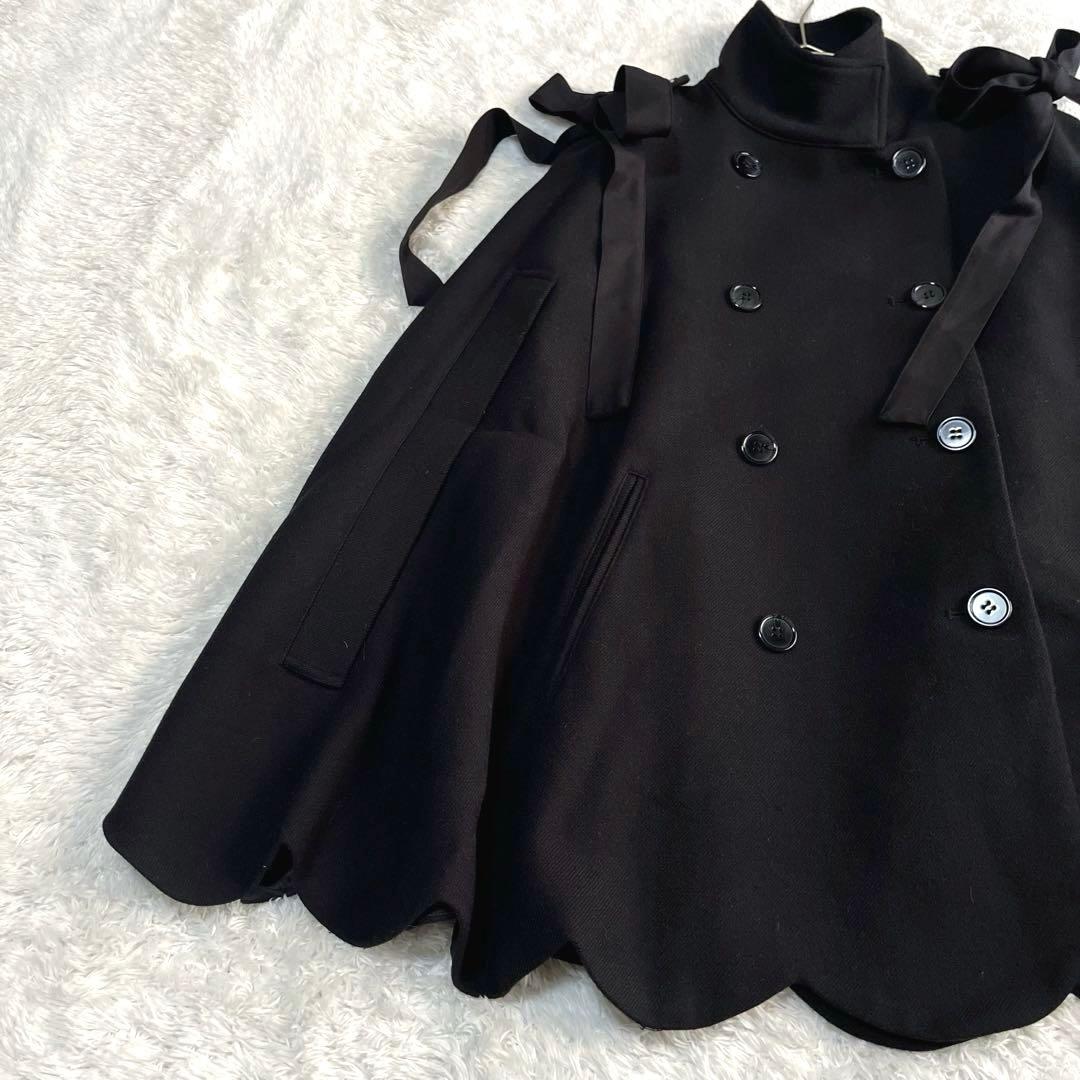 Bibiy. MELINDA CAPE BLACK リボン付き　ケープコート