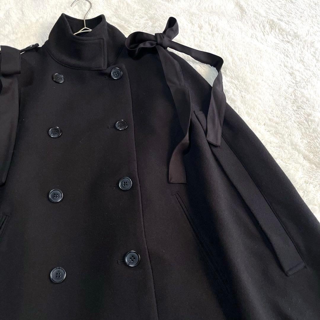 Bibiy. MELINDA CAPE BLACK リボン付き　ケープコート