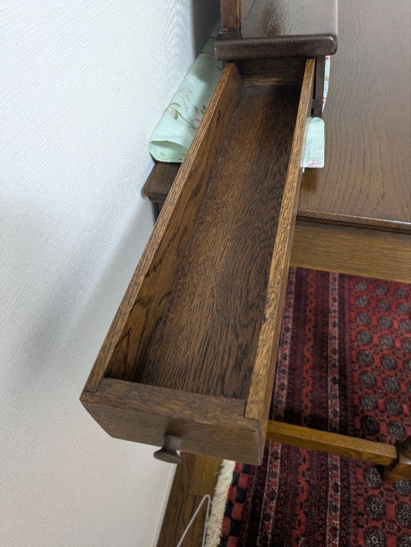 鏡 アンティーク 壁掛け ミラー 木製 収納引き出し付き