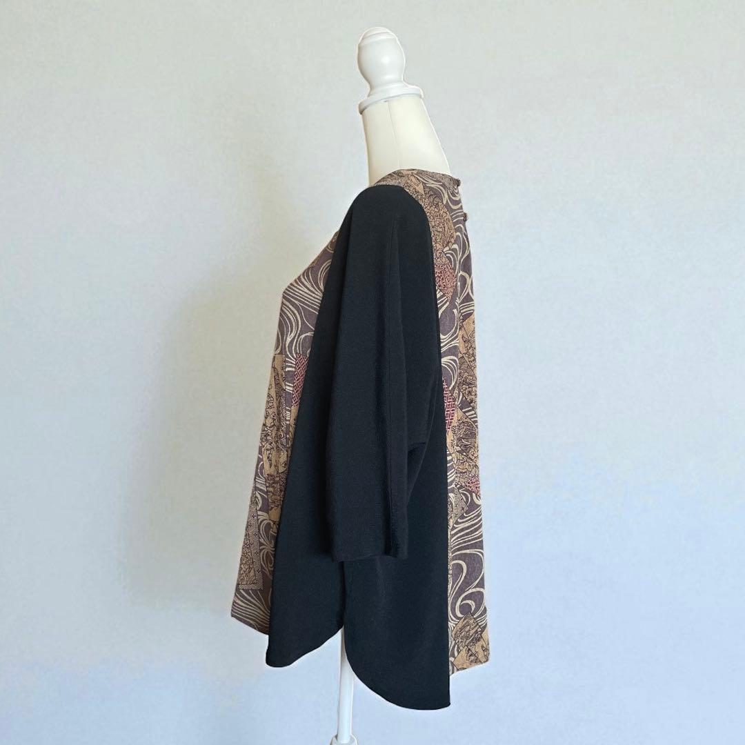 美品 詩仙堂 HITOSHI TAMURA ちりめん 手染め 和柄 チュニック