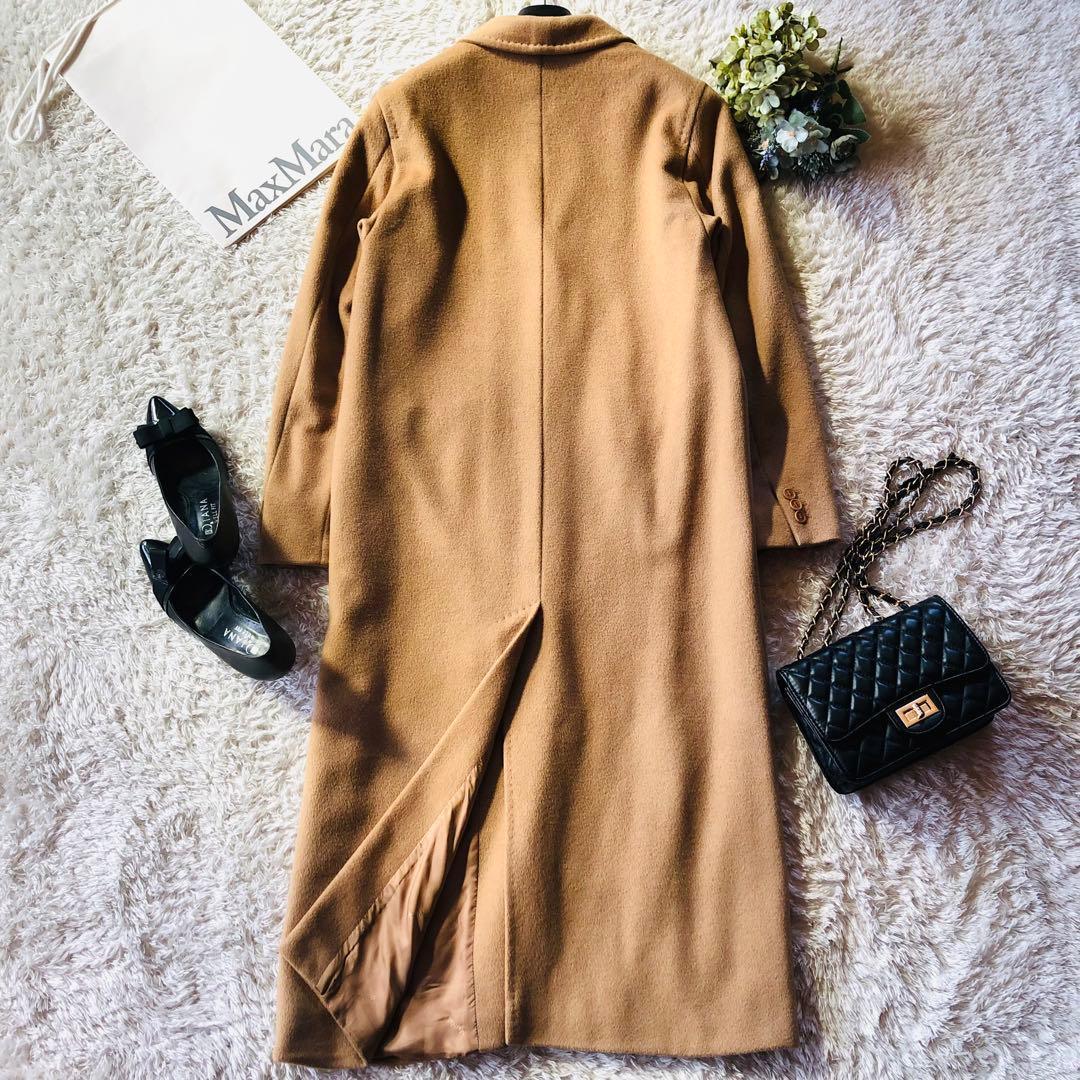 希少42大きめ✨美品 マックスマーラ ロングコート キャメル100% 女優襟