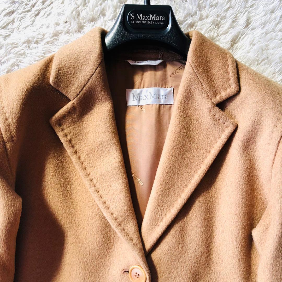 希少42大きめ✨美品 マックスマーラ ロングコート キャメル100% 女優襟