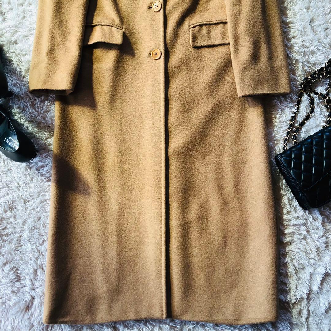 希少42大きめ✨美品 マックスマーラ ロングコート キャメル100% 女優襟
