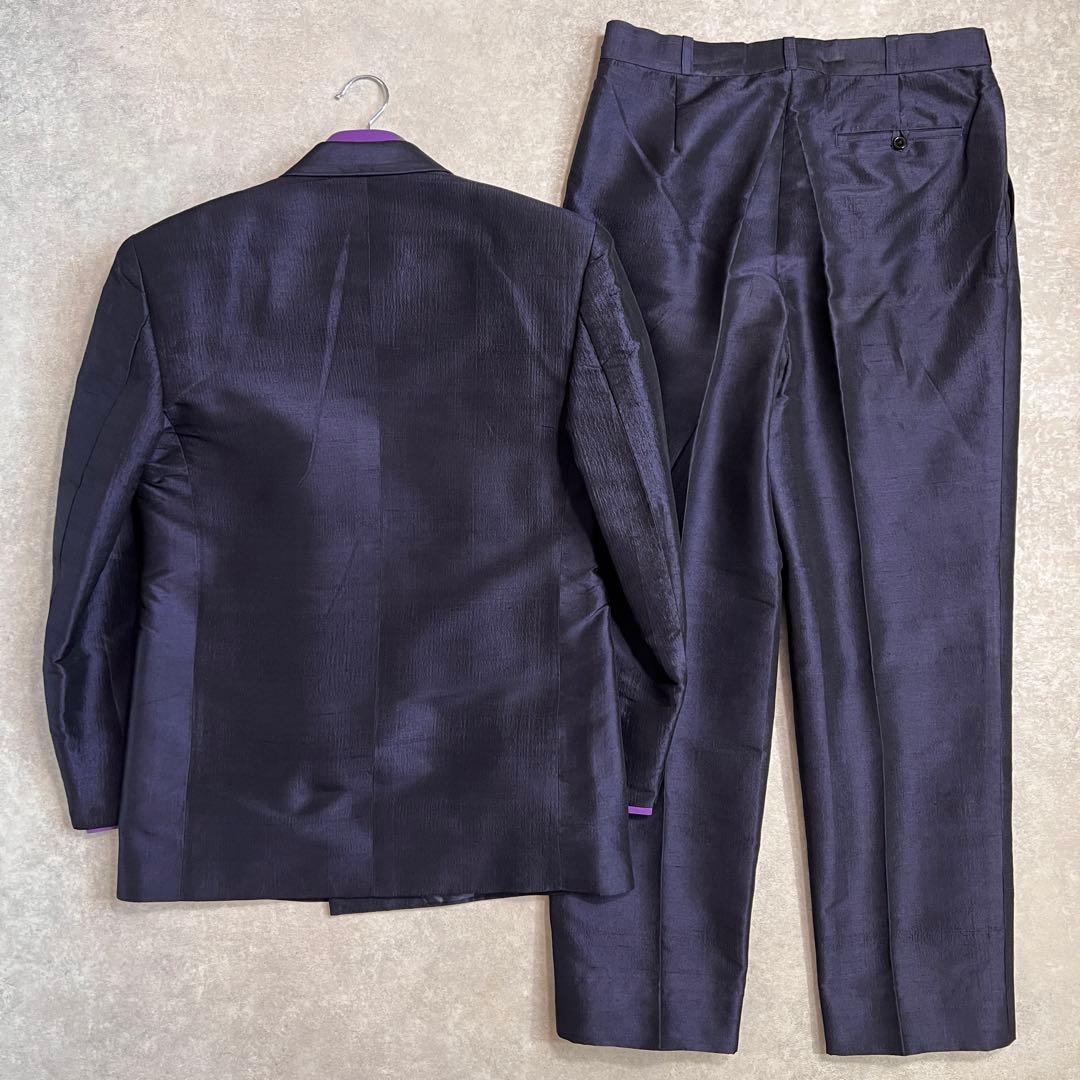 90s ヴィンテージ ダブルスーツ セットアップ 成人式 ネイビー×パープル