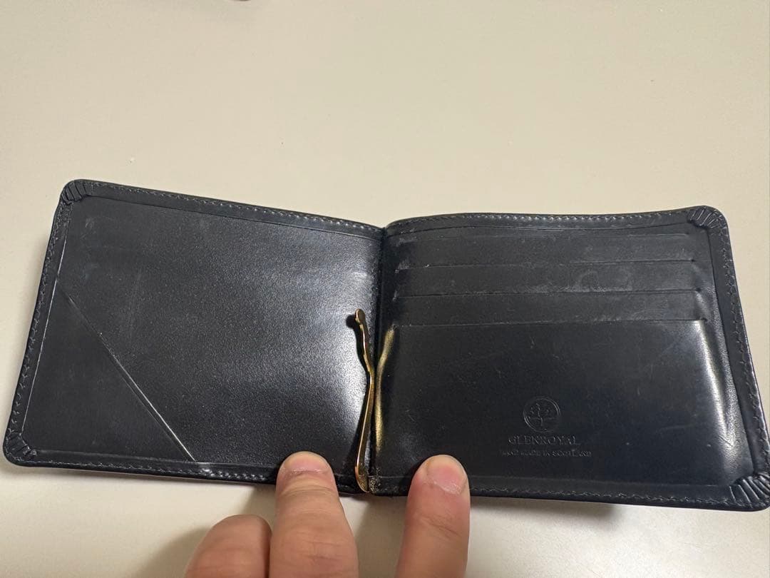 グレンロイヤル　ブライドルレザー　マネークリップ　小銭入れ付き