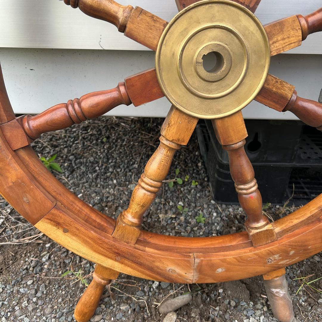 船　進行方向　操作　舵輪　だりん　操舵輪　そうだりん　木製 8本ハンドル