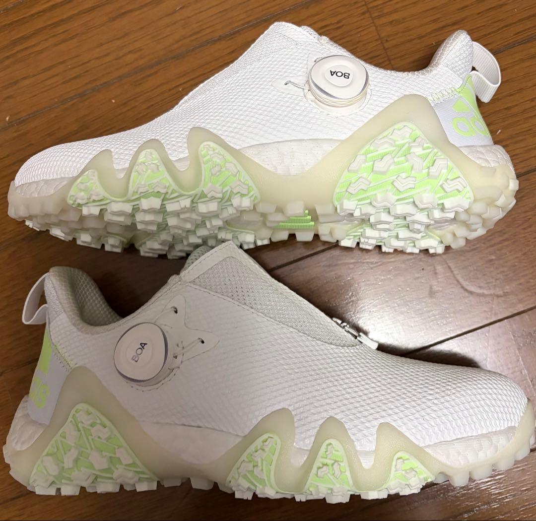 adidas BOOST ゴルフシューズ ホワイト/ライム24.0cm