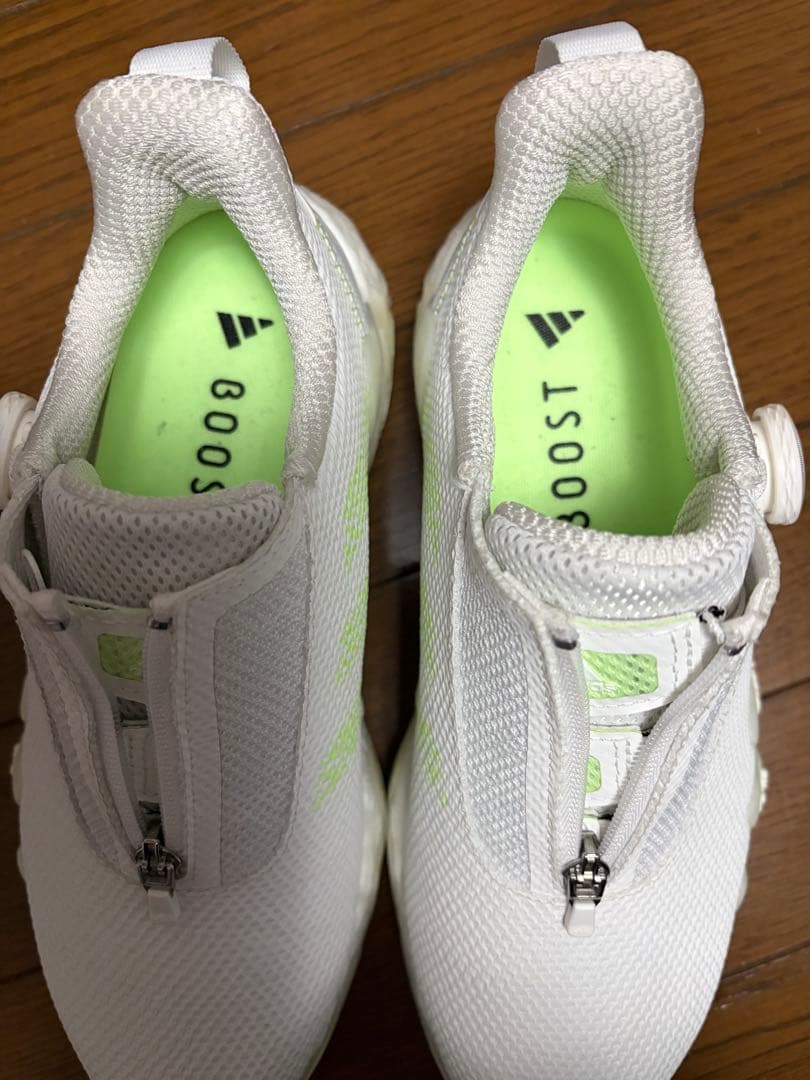 adidas BOOST ゴルフシューズ ホワイト/ライム24.0cm