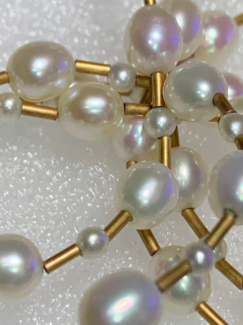 K18 4.5mm 2mm ランダムパールロングネックレス