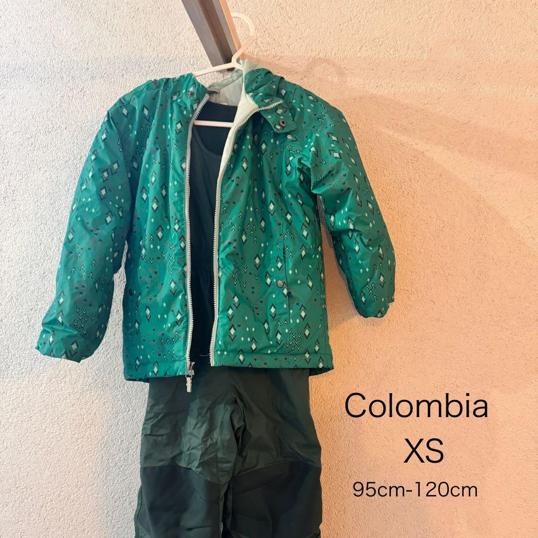 【A】Colombia スキーウェア XS 緑色/3T 青色　セット