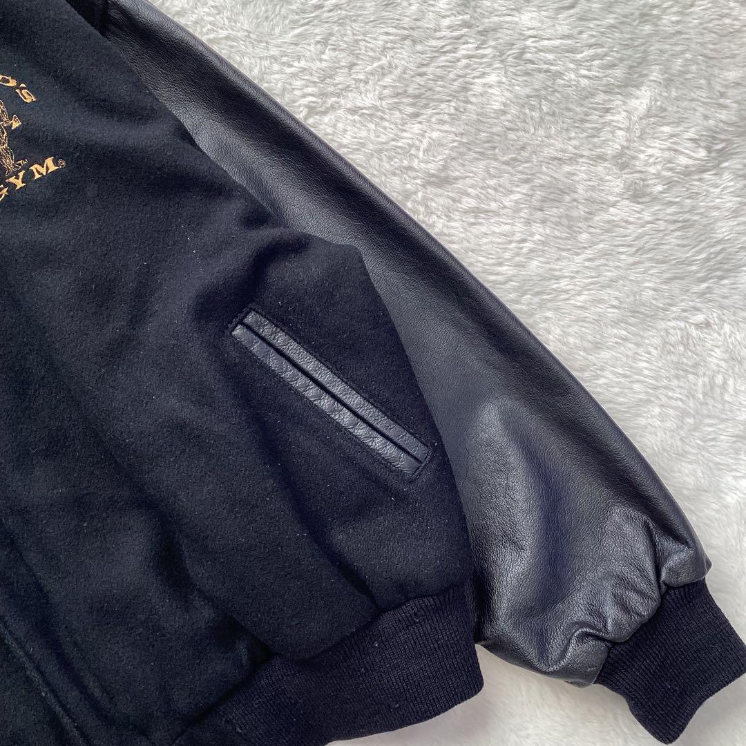 【希少】ゴールドジム スタジャン レザー切り替え USA製 XL 黒