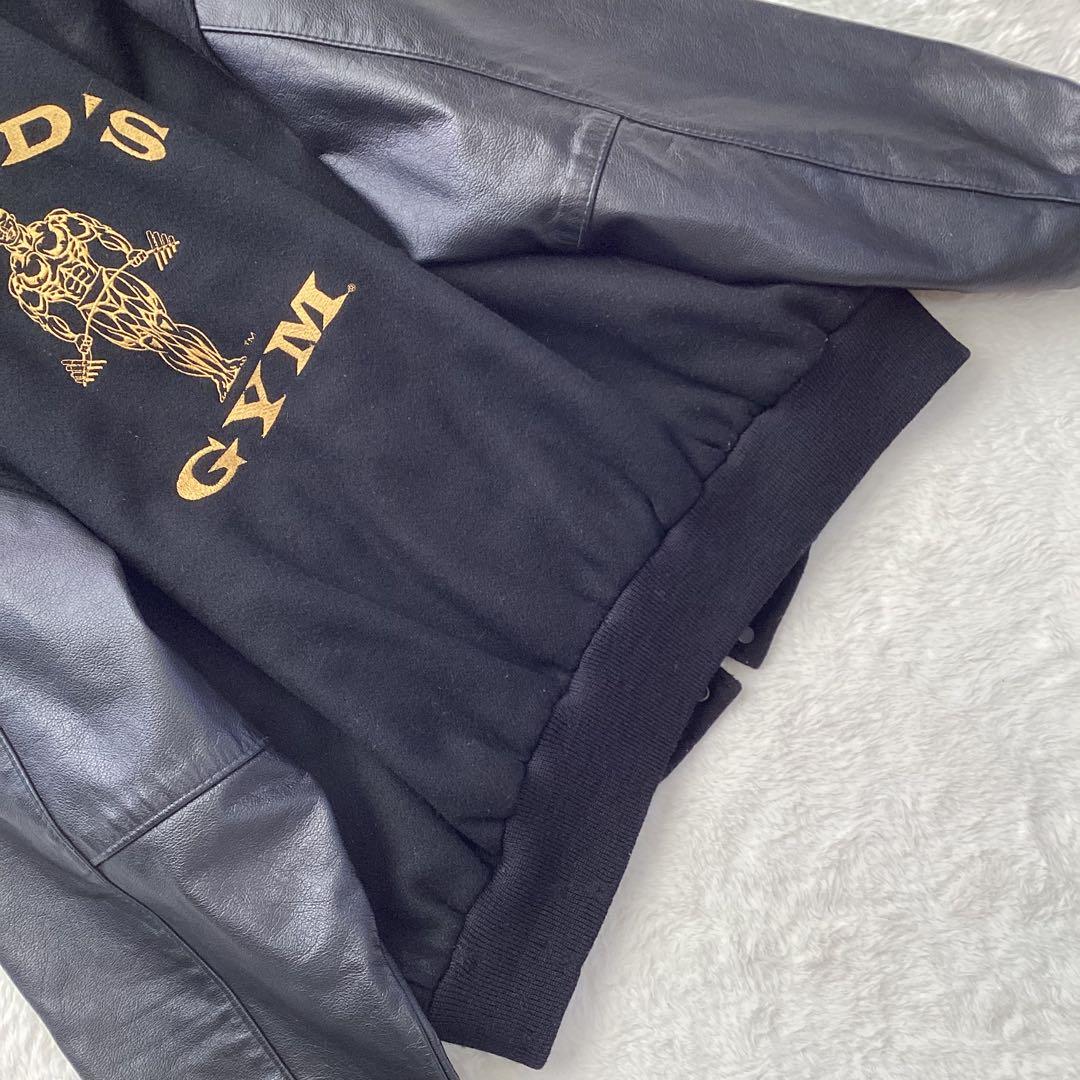 【希少】ゴールドジム スタジャン レザー切り替え USA製 XL 黒