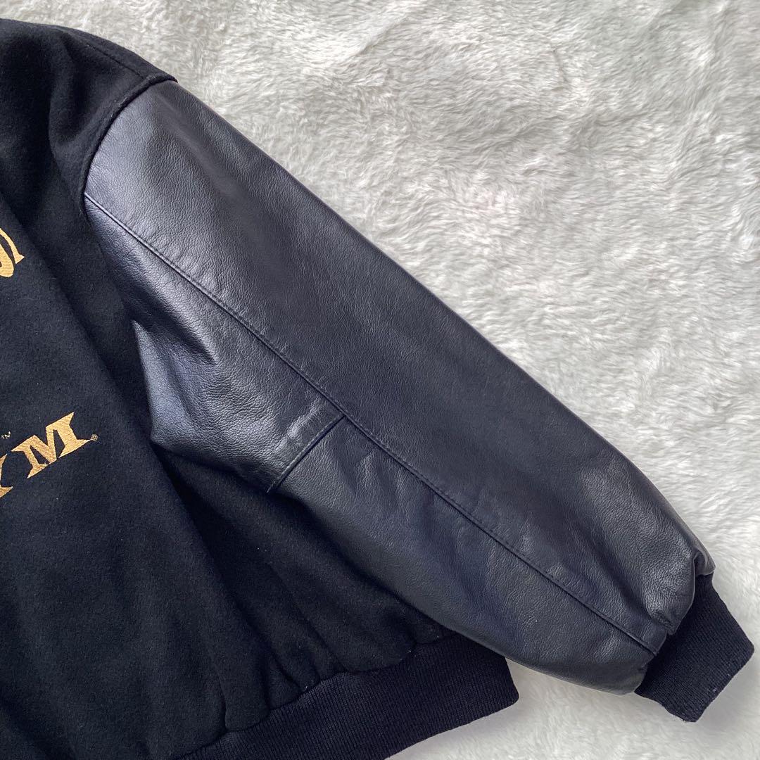 【希少】ゴールドジム スタジャン レザー切り替え USA製 XL 黒