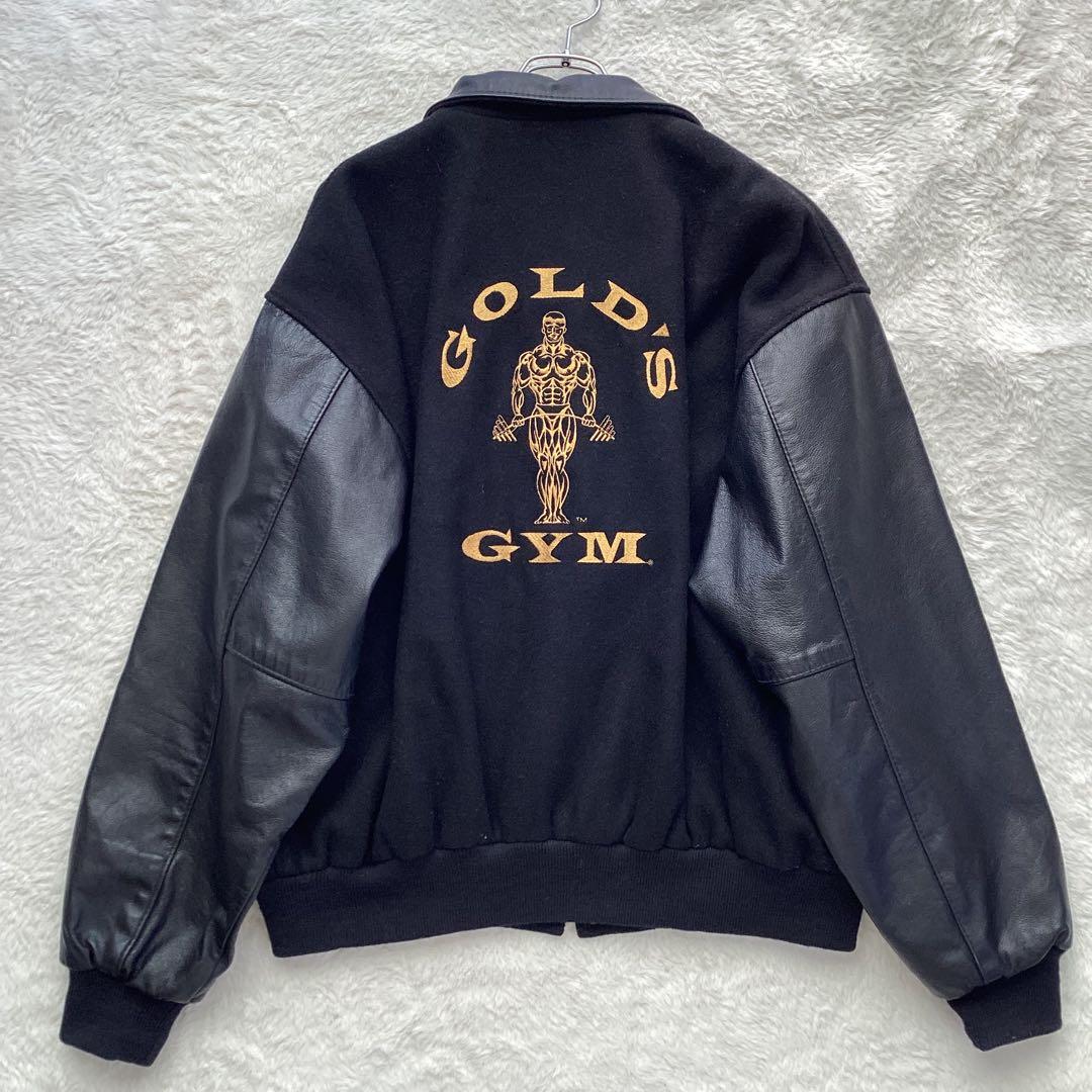 【希少】ゴールドジム スタジャン レザー切り替え USA製 XL 黒