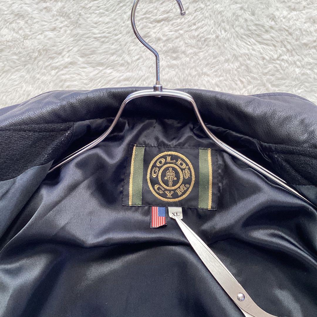 【希少】ゴールドジム スタジャン レザー切り替え USA製 XL 黒