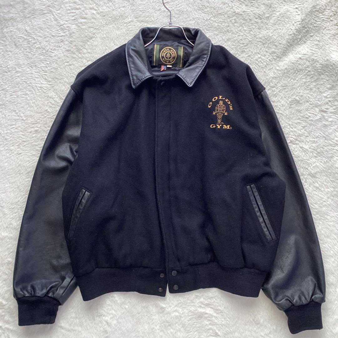【希少】ゴールドジム スタジャン レザー切り替え USA製 XL 黒