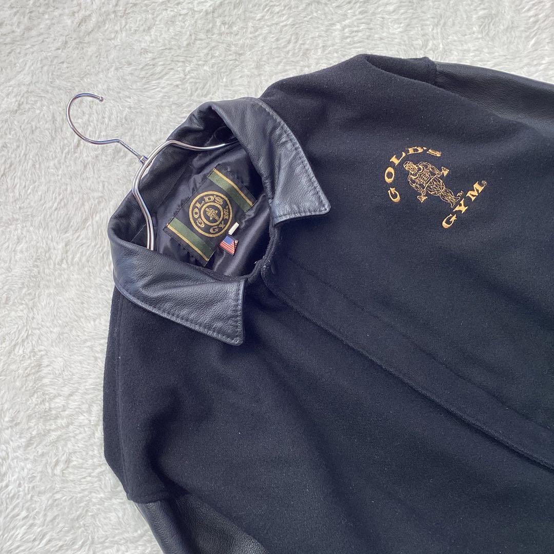 【希少】ゴールドジム スタジャン レザー切り替え USA製 XL 黒